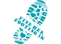 Adoptions From The Heart holds the Find Her Footing 5K to raise money for our Birth Mother Fund. Logo for a race held by an Adoption Agency in PA to support birthmothers, expectant parents.