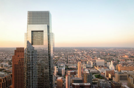 Philadelphia skyline at sunset